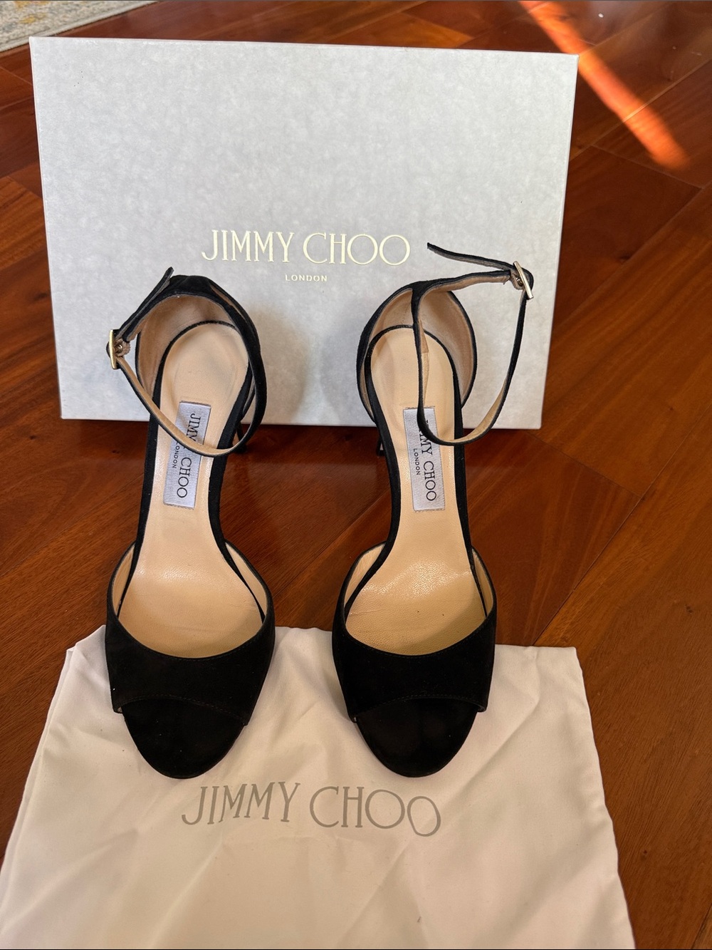 Jimmy Choo Black Suede Ankle-Strap Heels